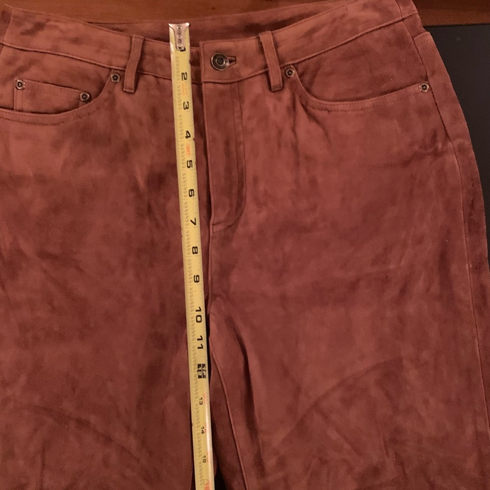 Brown Suede Leather Pants Talbots Size 8 - Picture 5 of 10